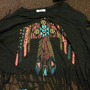 F21 Fringe semi crop top