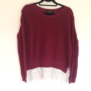 Lace Bottom Maroon Sweater