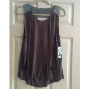 Hurley Gray Tank Top with Open Back