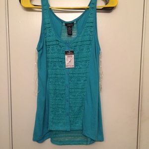 Turquoise lace tank