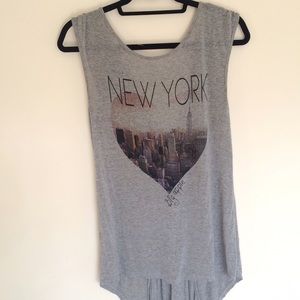 Gray V Back New York City Tank Top