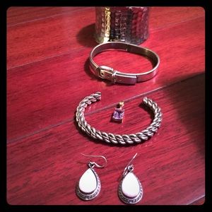 Bundle of bracelets, pendant, and opal earrings