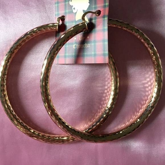 Princess P. Jewelry Gold "Joker" Hoops - Picture 3 of 3