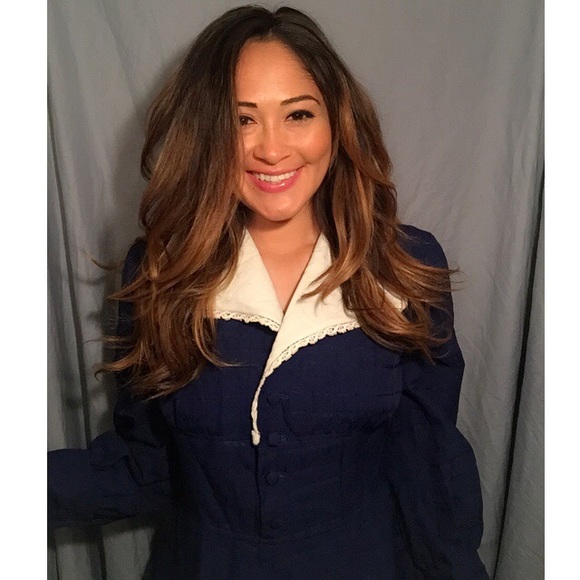 Vintage Navy Blue , white collared sailor dress