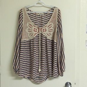 Pink & Navy Striped Blouse