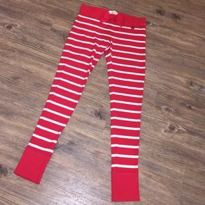 Abercrombie & Fitch red/white stripe leggings Sz S