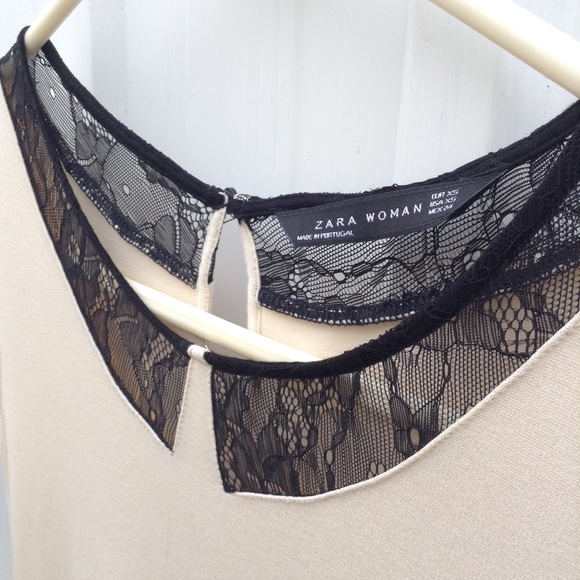 ✨SALE✨NWOT Zara Cream Dress with Lace Collar - Picture 2 of 3