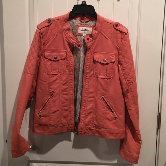 PEACH leather like jacket