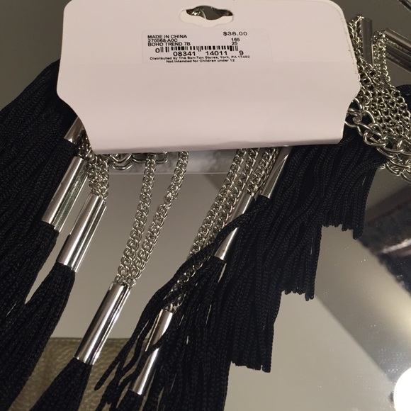 πHP! NWT black fringe statement silver necklace - Picture 4 of 4