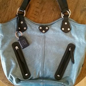 Turquoise leather shoulder bag