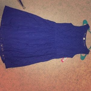 Blue lace mini dress