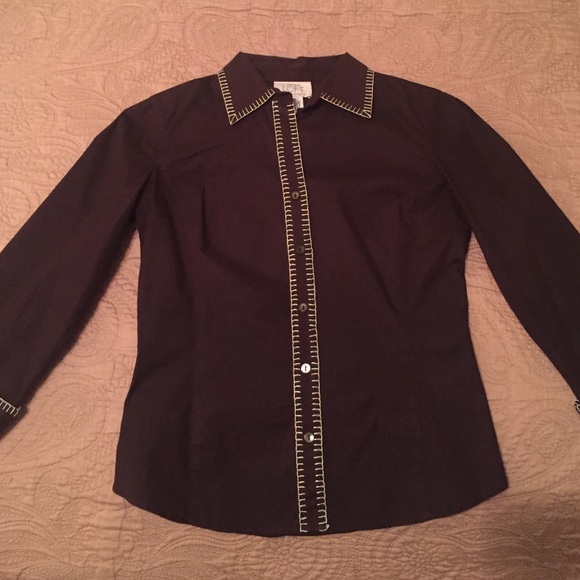 Ann Taylor Loft Brown Button Down Shirt Size 0P