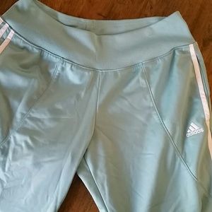 Ladies Adidas warm up pants in aqua