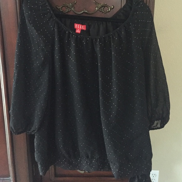 Elle black & gold banded waist top