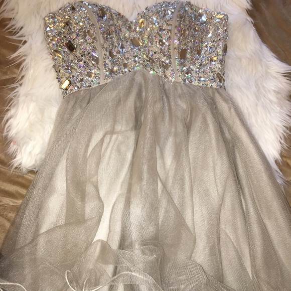 Grey Studded Homecoming/8th grade dance dress