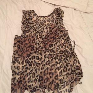 XXI sheer cheetah print, button up top