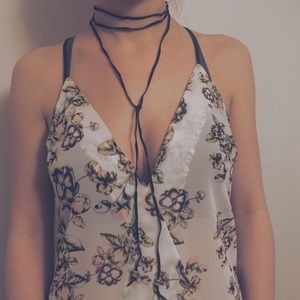 Suede leather wrap chocker