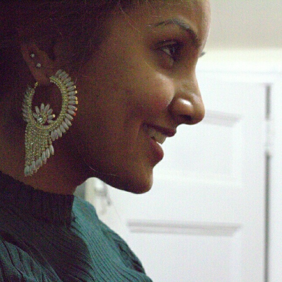 Silver over gold with pearl design earrings