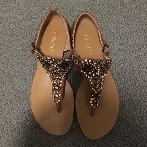 Brown rhinestone sandals size 7