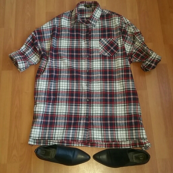 Oversized Plaid Shirt Dress