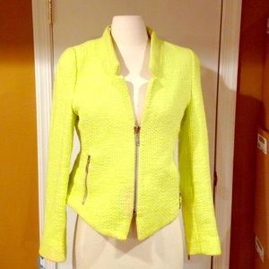 Zara Frafaluc Lime Yellow Blazer w/Pockets SZ L