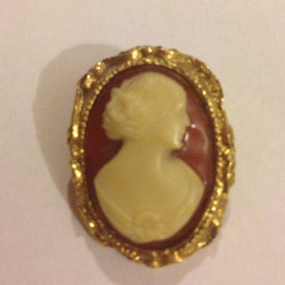 Carnelian lucite cameo brooch