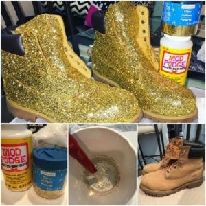 Gold Sparkled Timberland Boots