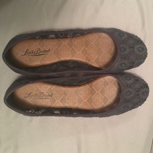 Lucky Brand embroidered navy blue flats