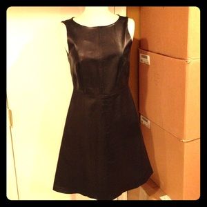 Ali Ro Black Leather Sleeveless Zip Dress