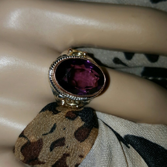 6 CT. PURPLE AMETHYST STONE 925 and BRASS