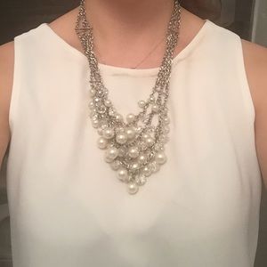 Pearl and silver chunky necklace