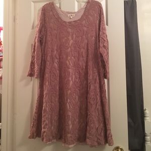 Nude rose Anthropologie lace dress