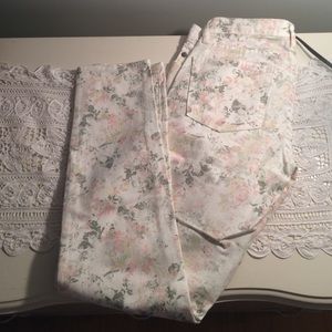 Floral print jeans
