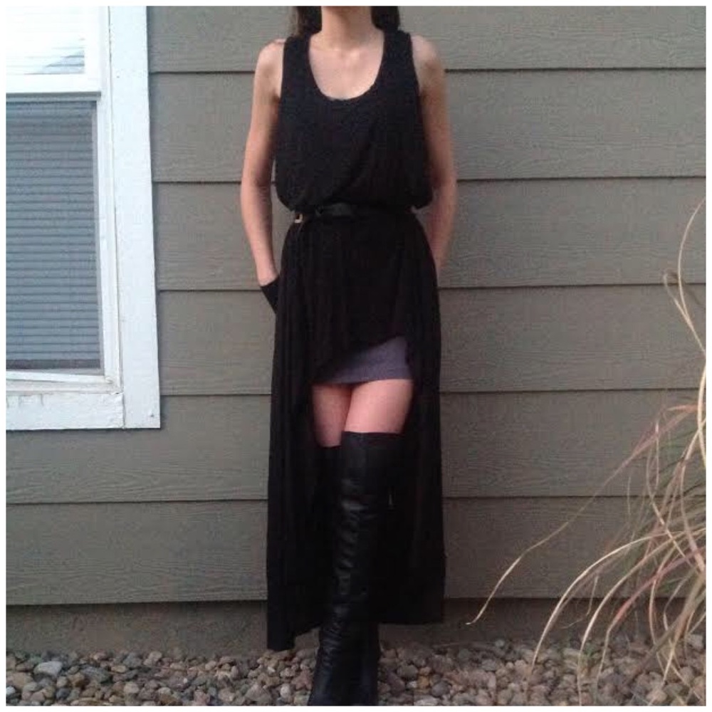 Black maxi asymmetrical layer tank top - Picture 7 of 8