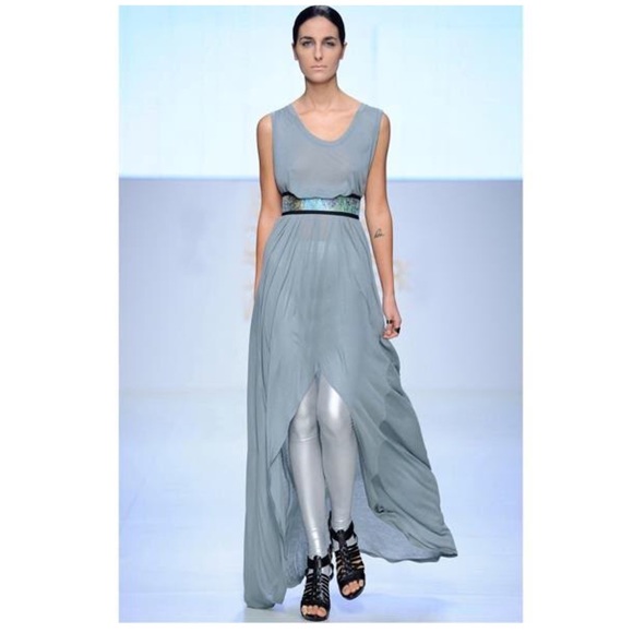 Stelios Koudounaris Tops - Black maxi asymmetrical layer tank top