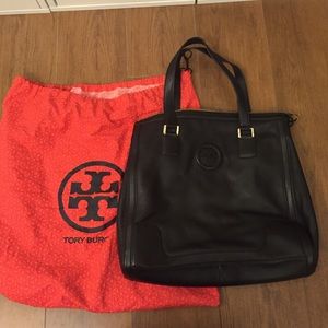 Black leather Tory Burch tote