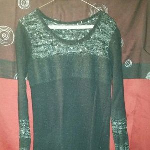 Long black knit sweater