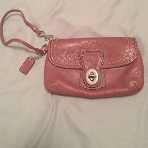 Nude rose leather coach wristlet