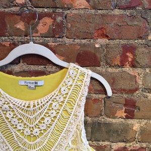 Chartreuse and cream crochet dress