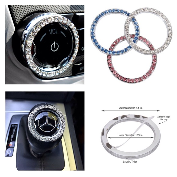 Crystal Bling Ring, Rhinestone Car Sticker Emblem - Picture 3 of 4