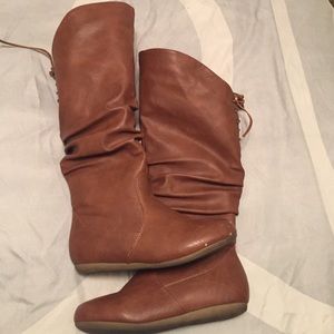 Brown knee high boots