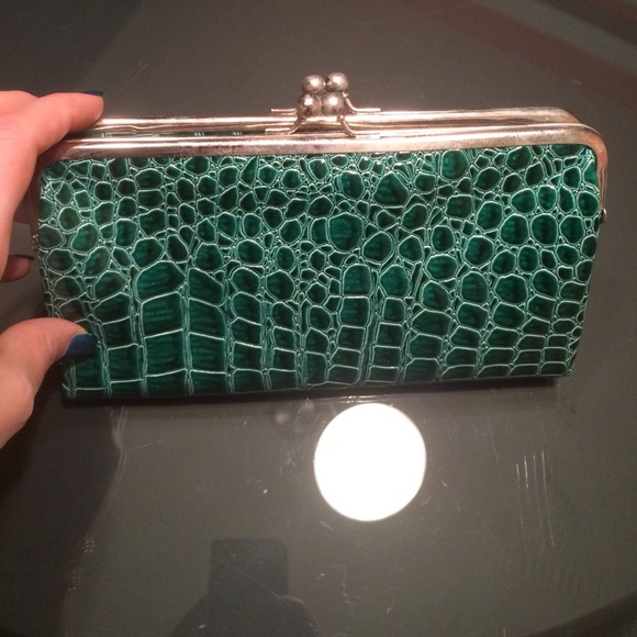 Green Faux Snakeskin Clutch