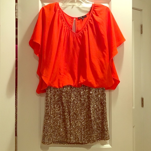 C.Luce orange and sequin mini dress
