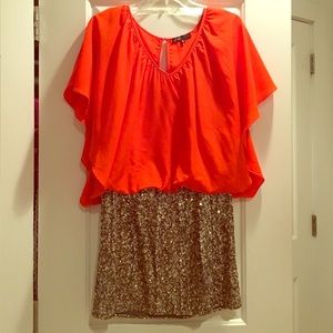 C.Luce orange and sequin mini dress