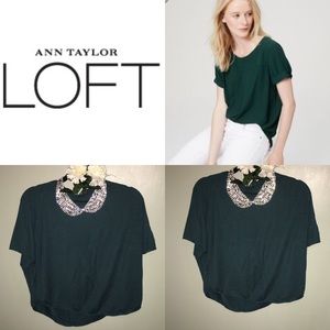LOFT- S/Hunter Green Short-sleeve tunic sweater.