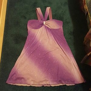 Purple Mini Glitter Cocktail Dress - image 1