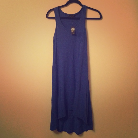Cotton blue high-low express dress