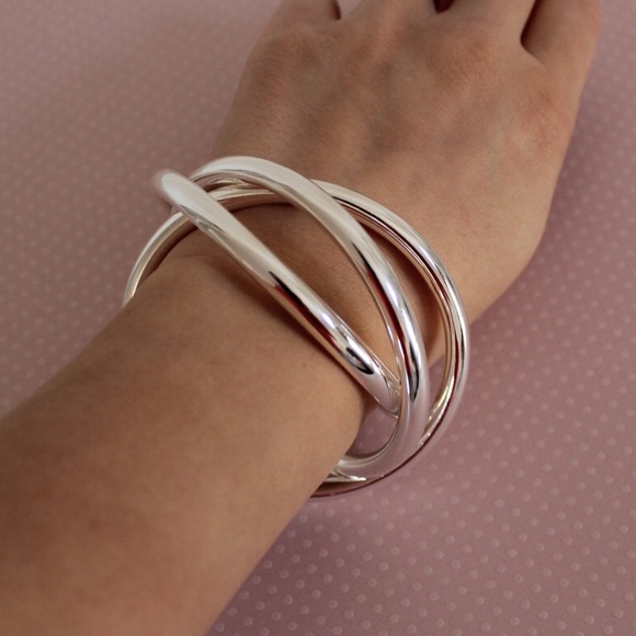 Silver Bangle , Metal Bracelet