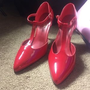 Pleaser Red Patent TStrap Heels