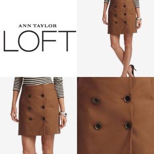 NWT LOFT- SMALL Brown/tan Button Skirt.